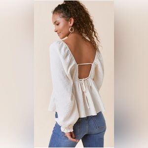 Francesca's Collections Cream Open-Back Blouse